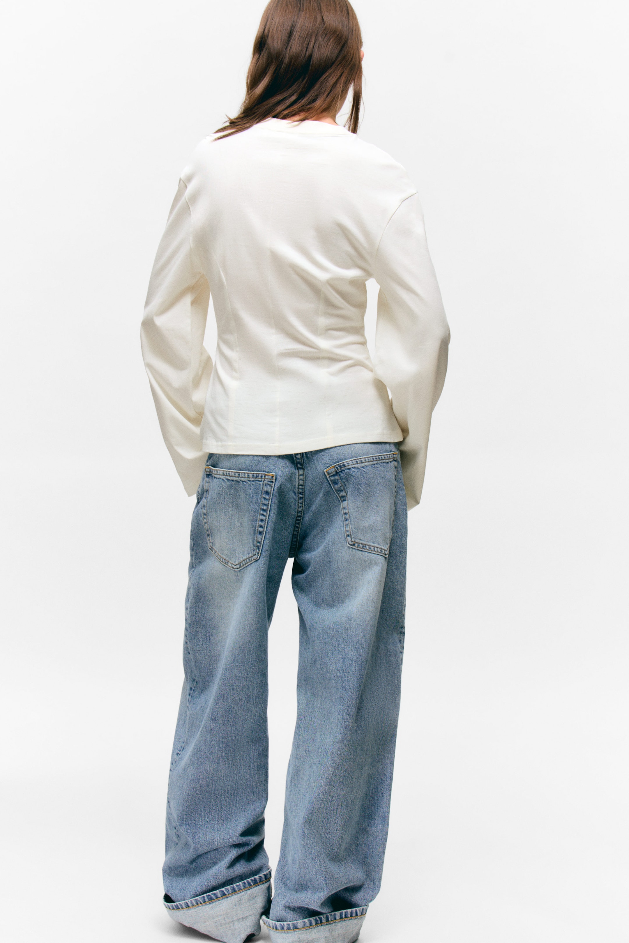 Blanc cendré - Haut ajusté à manches longues - 2