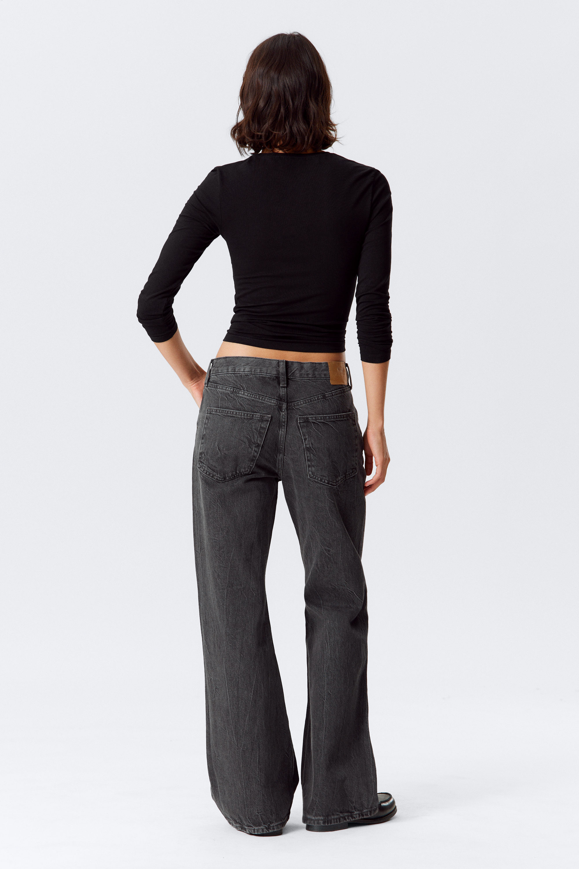 Risso Black - Black - Helix Low Waist Relaxed Flared Leg Jeans - 3