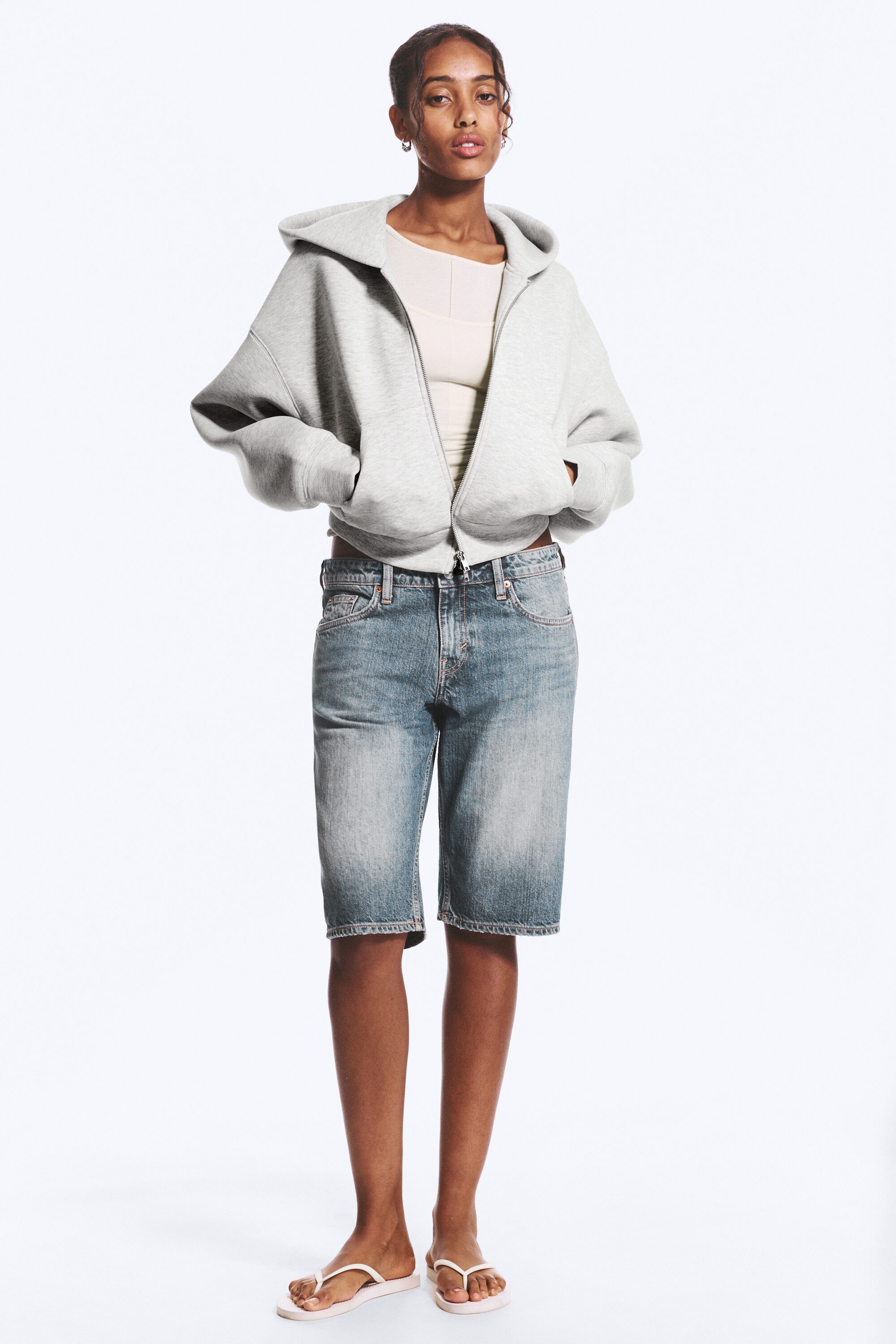 Grey Melange - Danni Scuba Zip Hoodie - 2