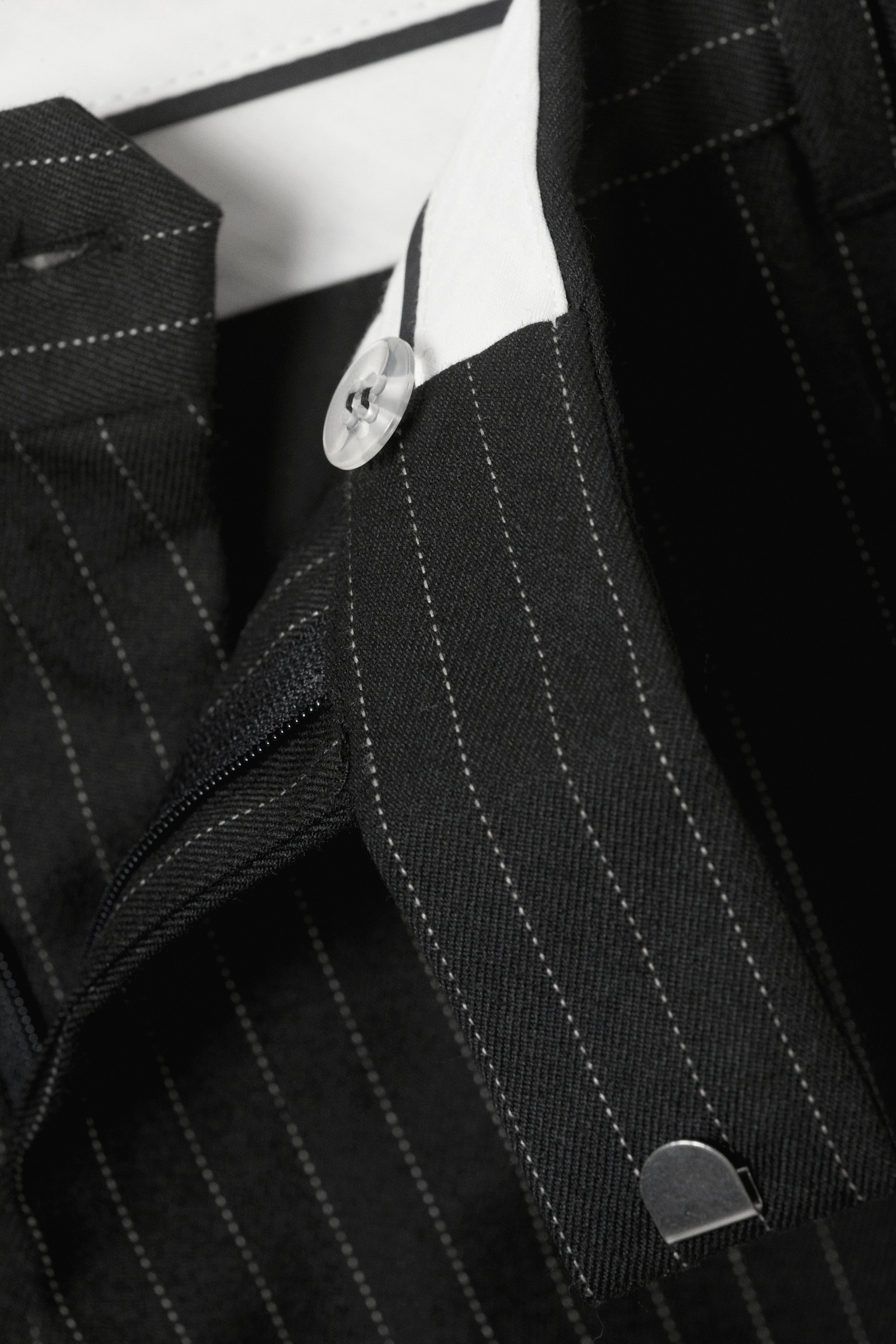 Relaxed Pinstriped Suiting Trousers - Black Pinstripe - 6