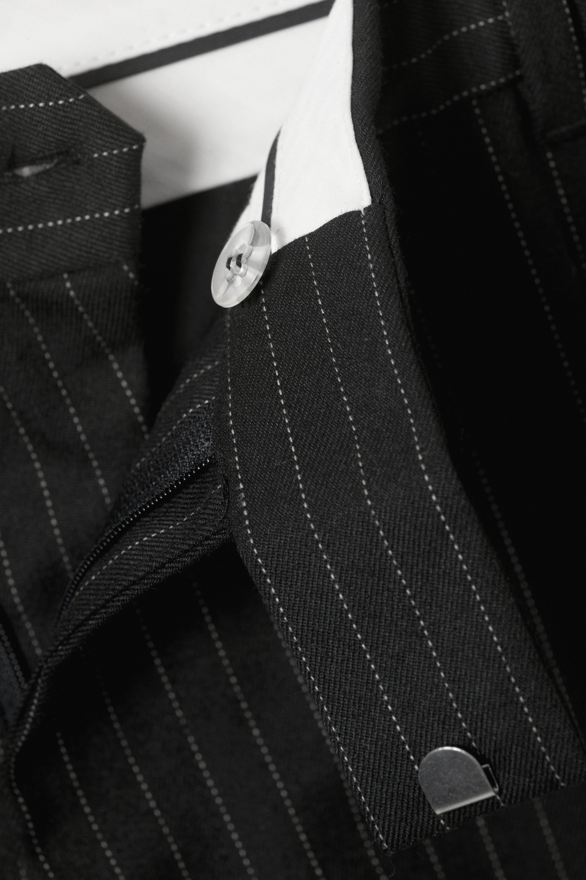 Black Pinstripe - Relaxed Pinstriped Suiting Trousers - 6