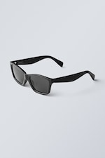 Black - Black Lenses - Bold Rectangular Sunglasses - 1