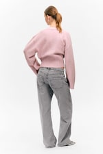 Dusty Grey Overdye - Low Waisted Relaxed Twill Trousers - 3