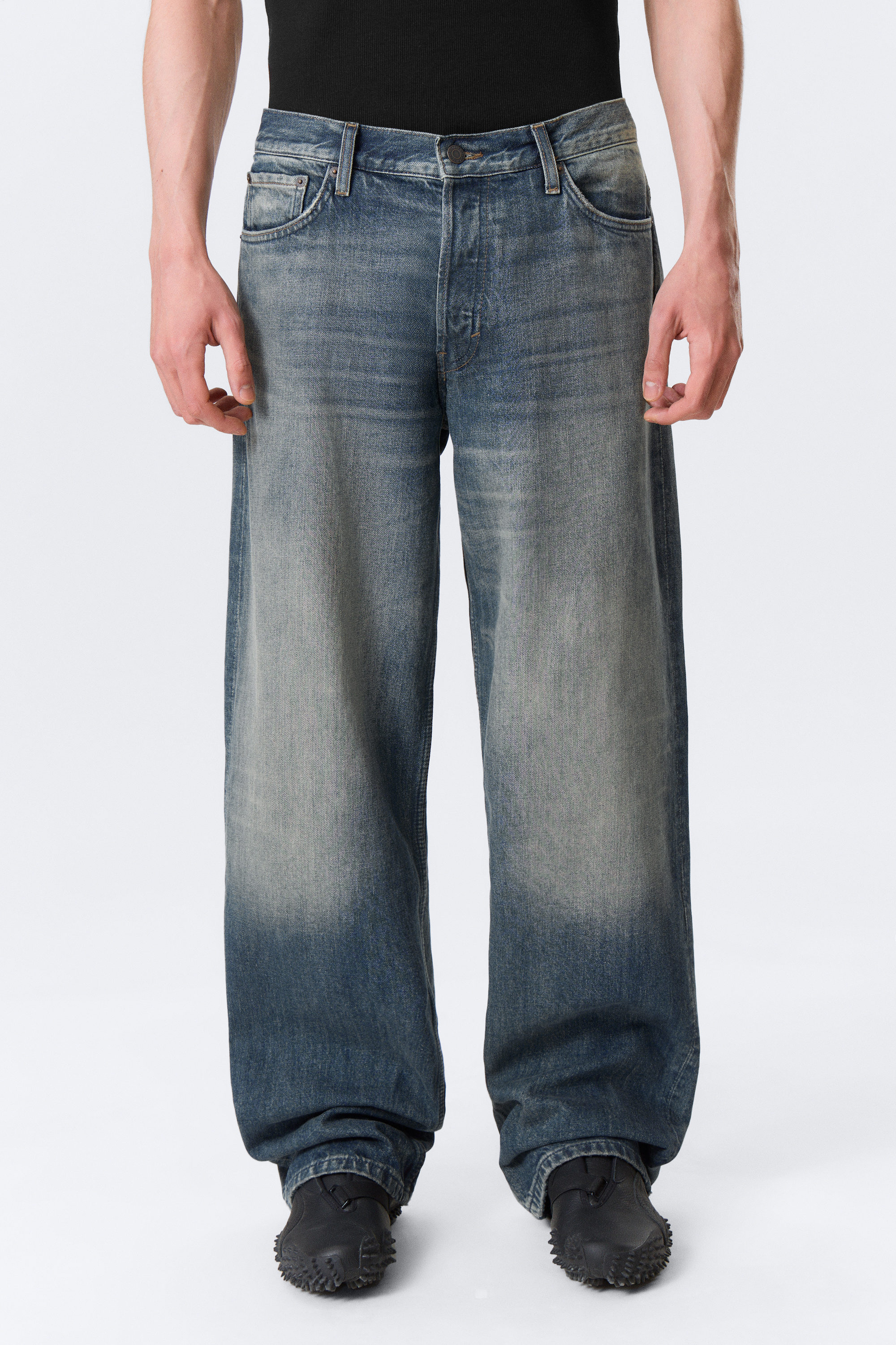 Baltic Blue - Mörkblå - Sphere Low Waist Loose Straight Leg Jeans - 1