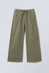 loose fit washed ripstop trousers - Dark Khaki Green | Weekday WW