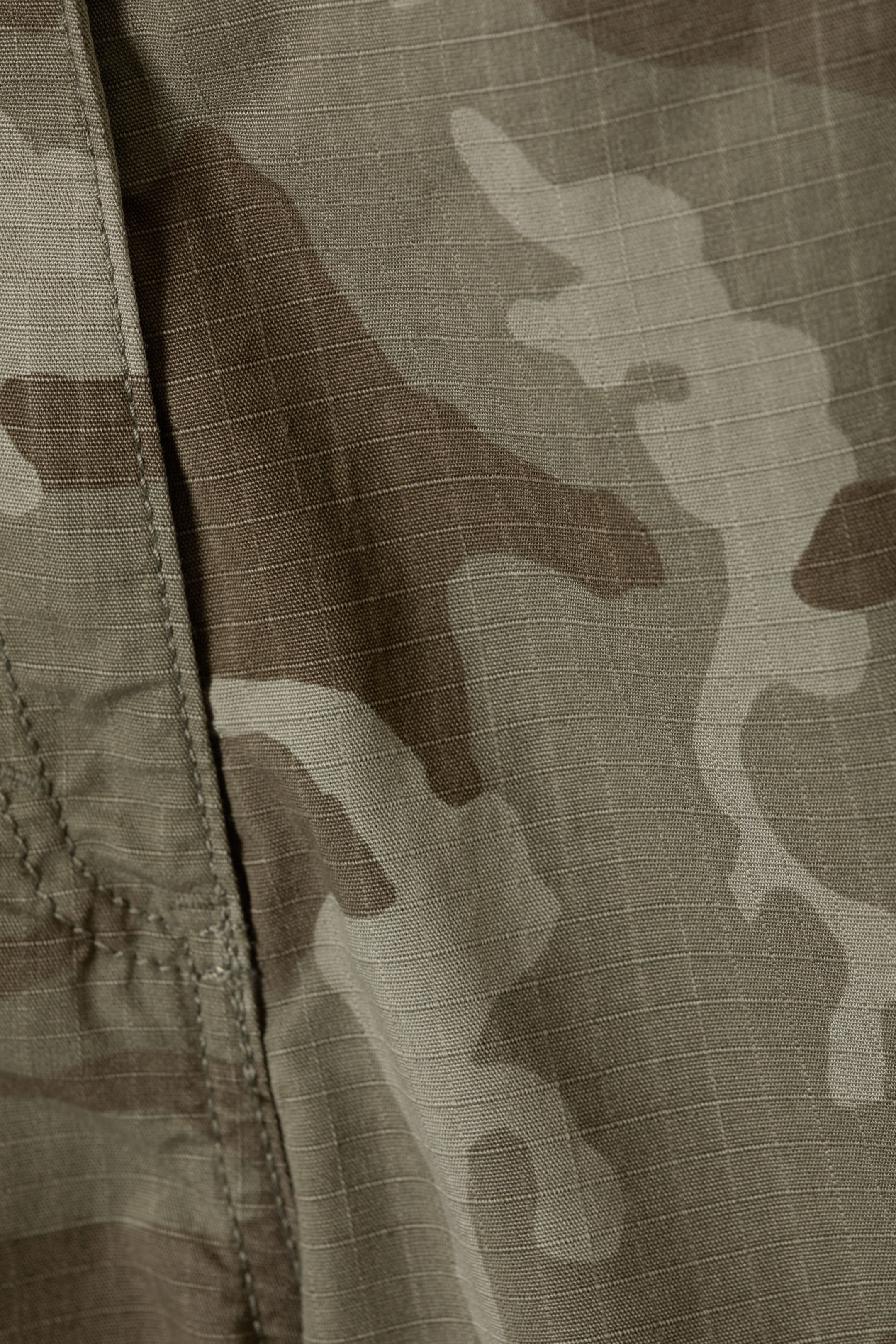 Khaki Green - Camo - Low Rise Baggy Ripstop Trousers - 2