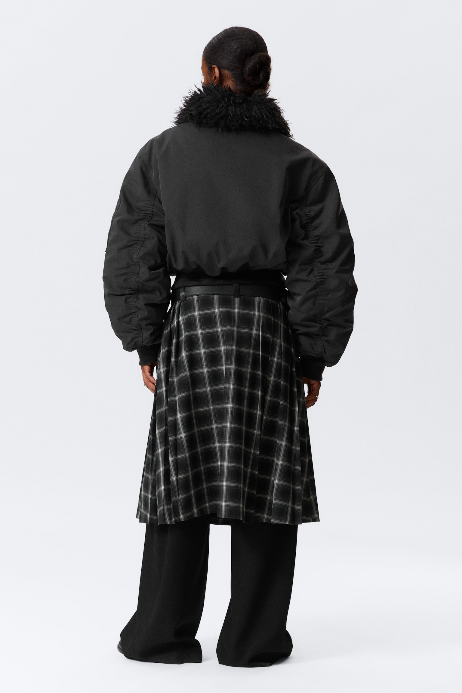 Cazadora bomber con cuello de pelo sintético - Gris oscuro/Topo oscuro - 7