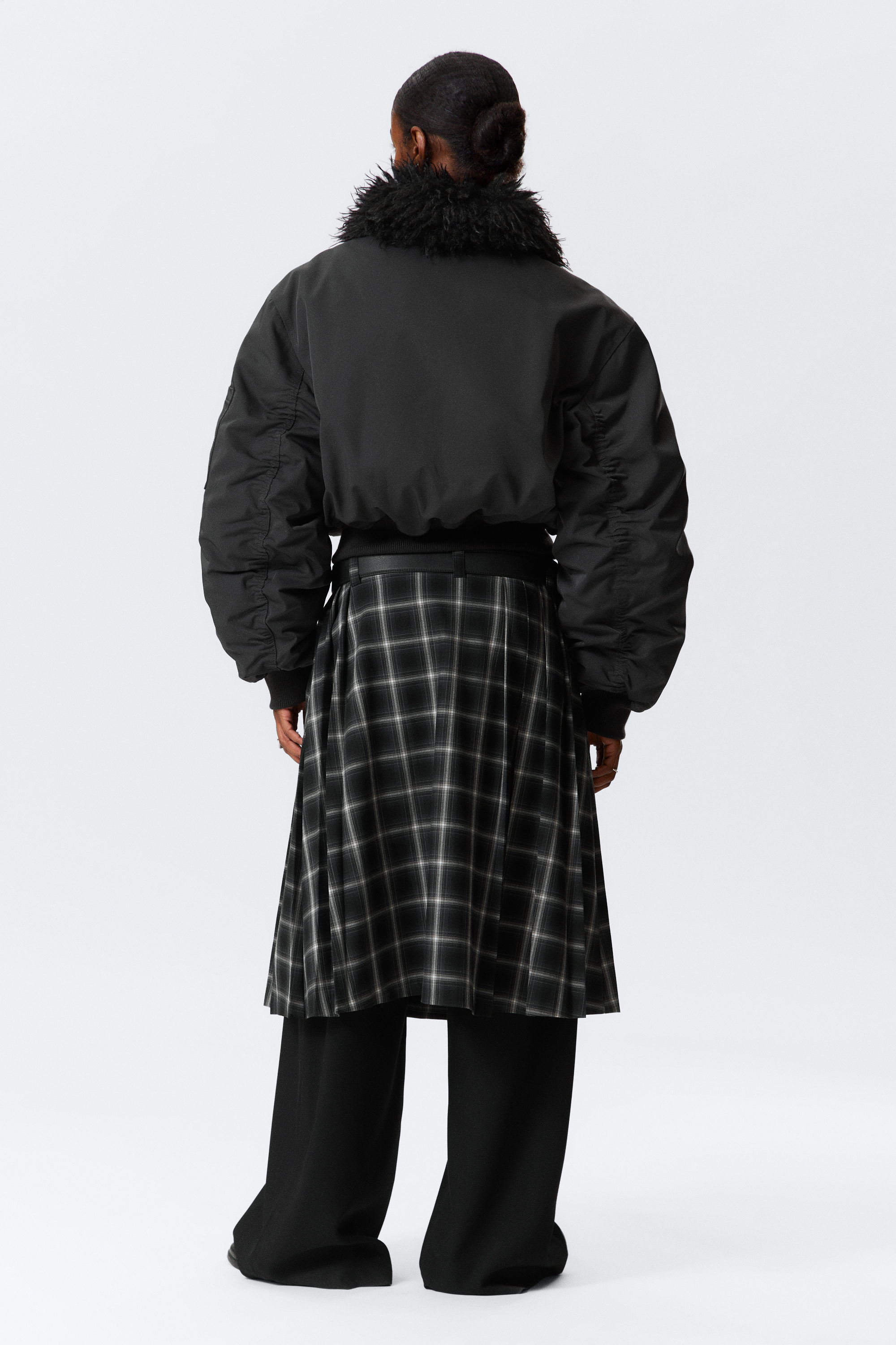 Mörkgrå - Bomberjacka med fuskpälskrage - 4