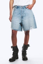 Kimberly Worn - Medium Blue - Ash Loose denim shorts - 1