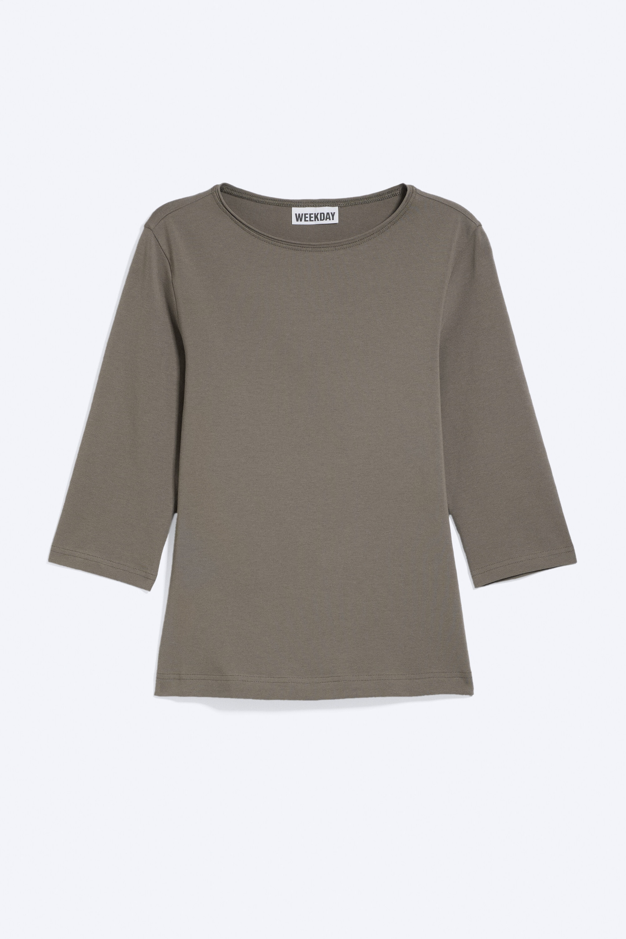 Dusty Grey - Fitted Three-Quarter Sleeve Top - 1