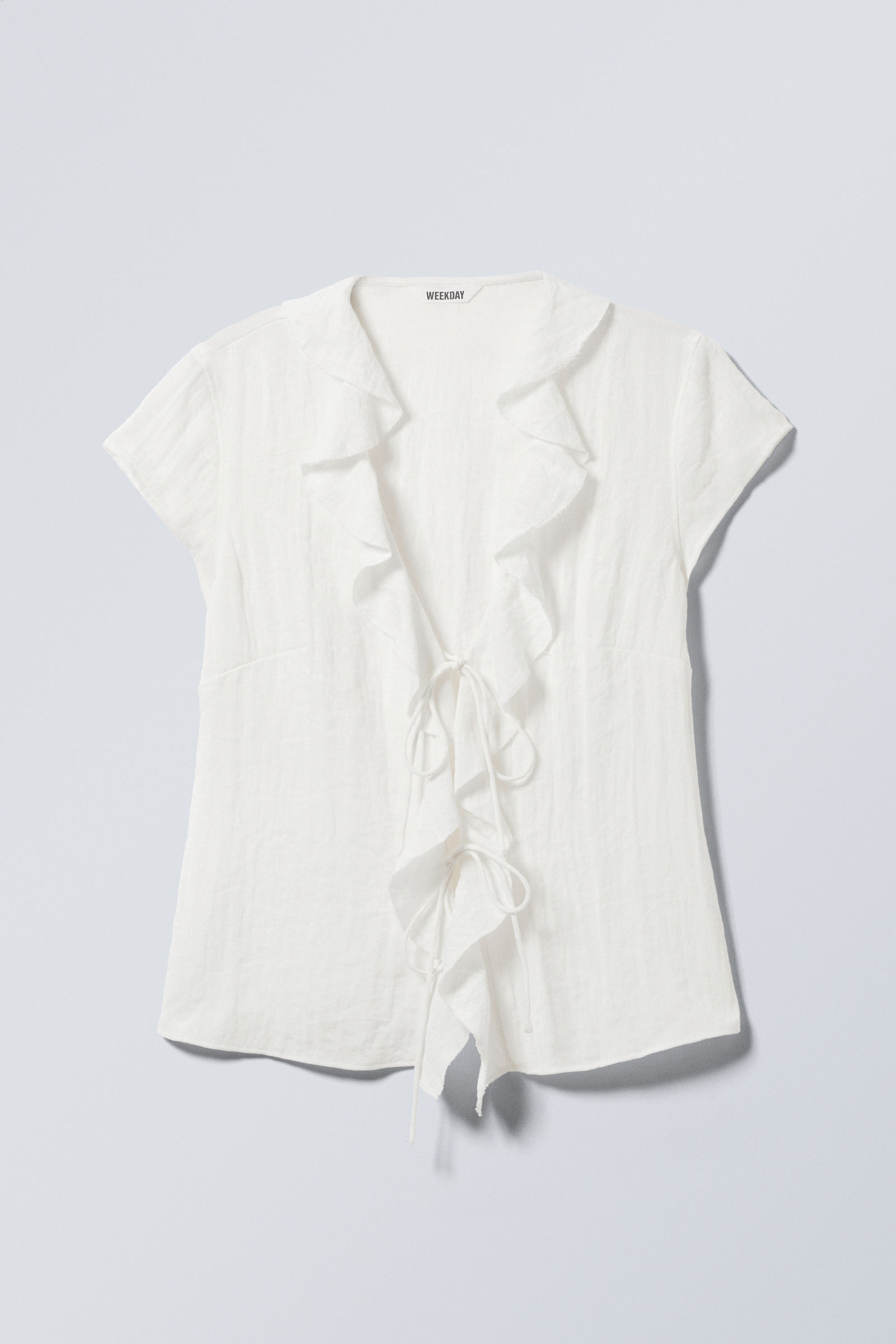 frilled tie-front top - White | Weekday WW