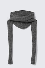 Dunkelgrau meliert - Gestrickter Kapuzenschal zum Binden - 0