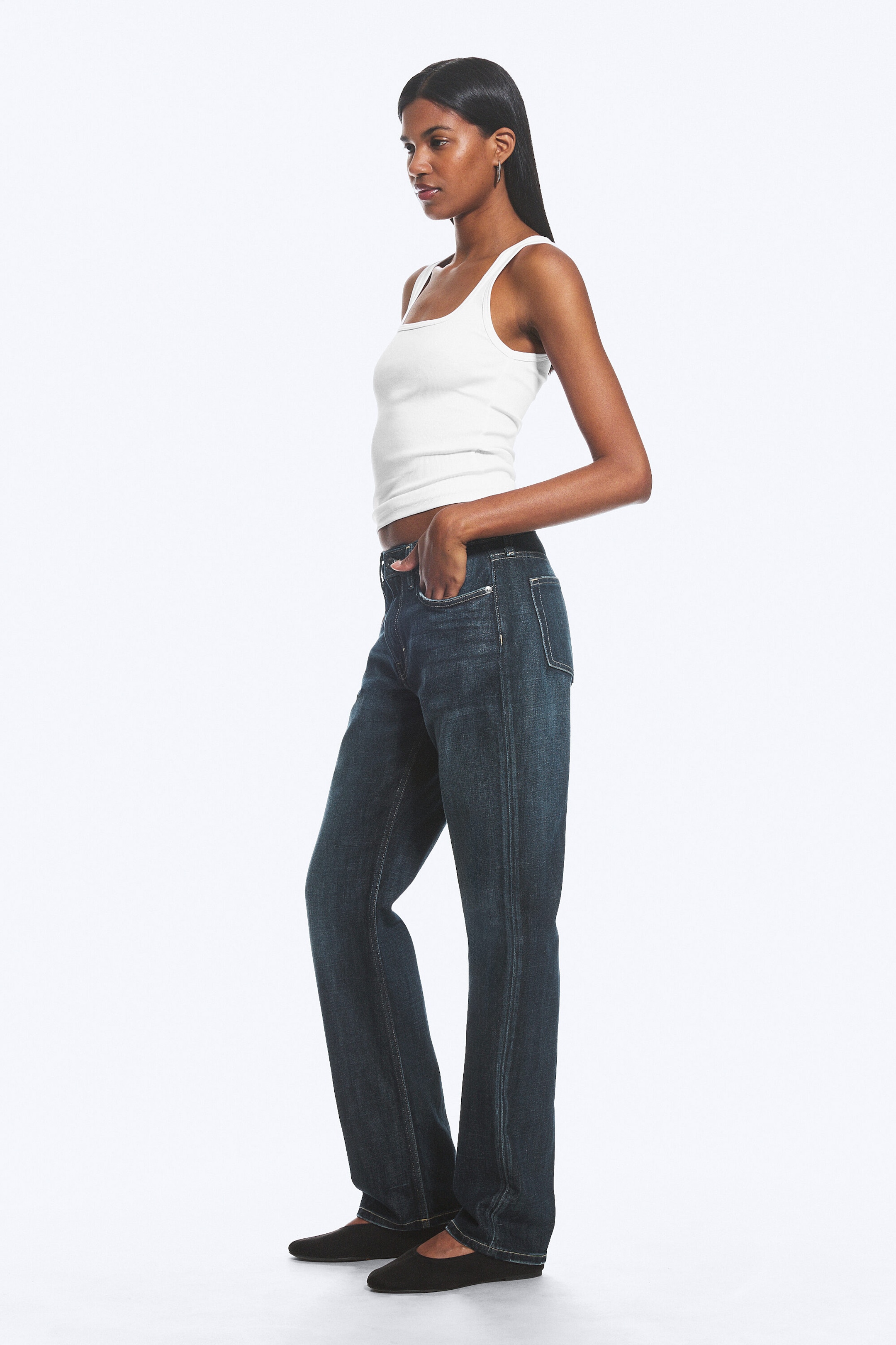 Deep Sea Blue - Dark Blue - Laika Mid Rise Regular Straight Jeans - 2