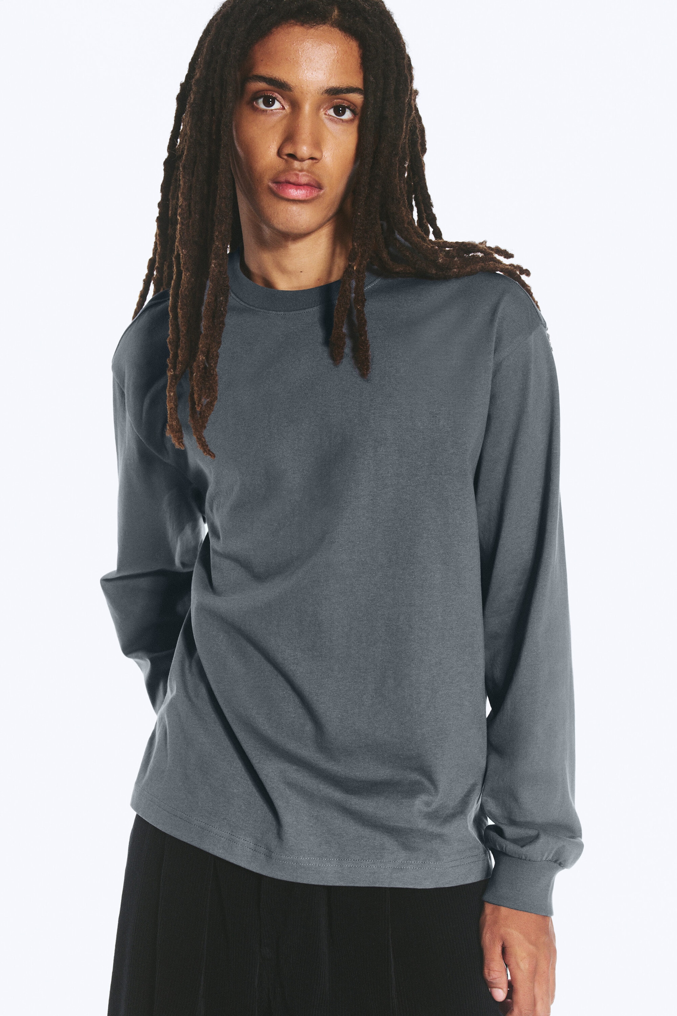 Dunkelgrau - Longsleeve mit lockerer Passform - 0