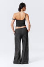 Dark Grey - Broderie Anglaise Loose Fit Trousers - 3