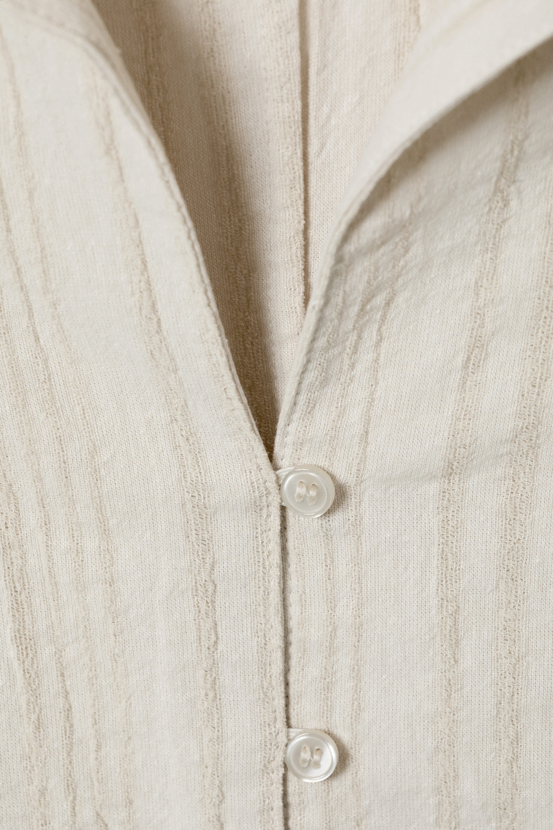 Lichtbeige - Blouse met textuur - Slim Fit - 1