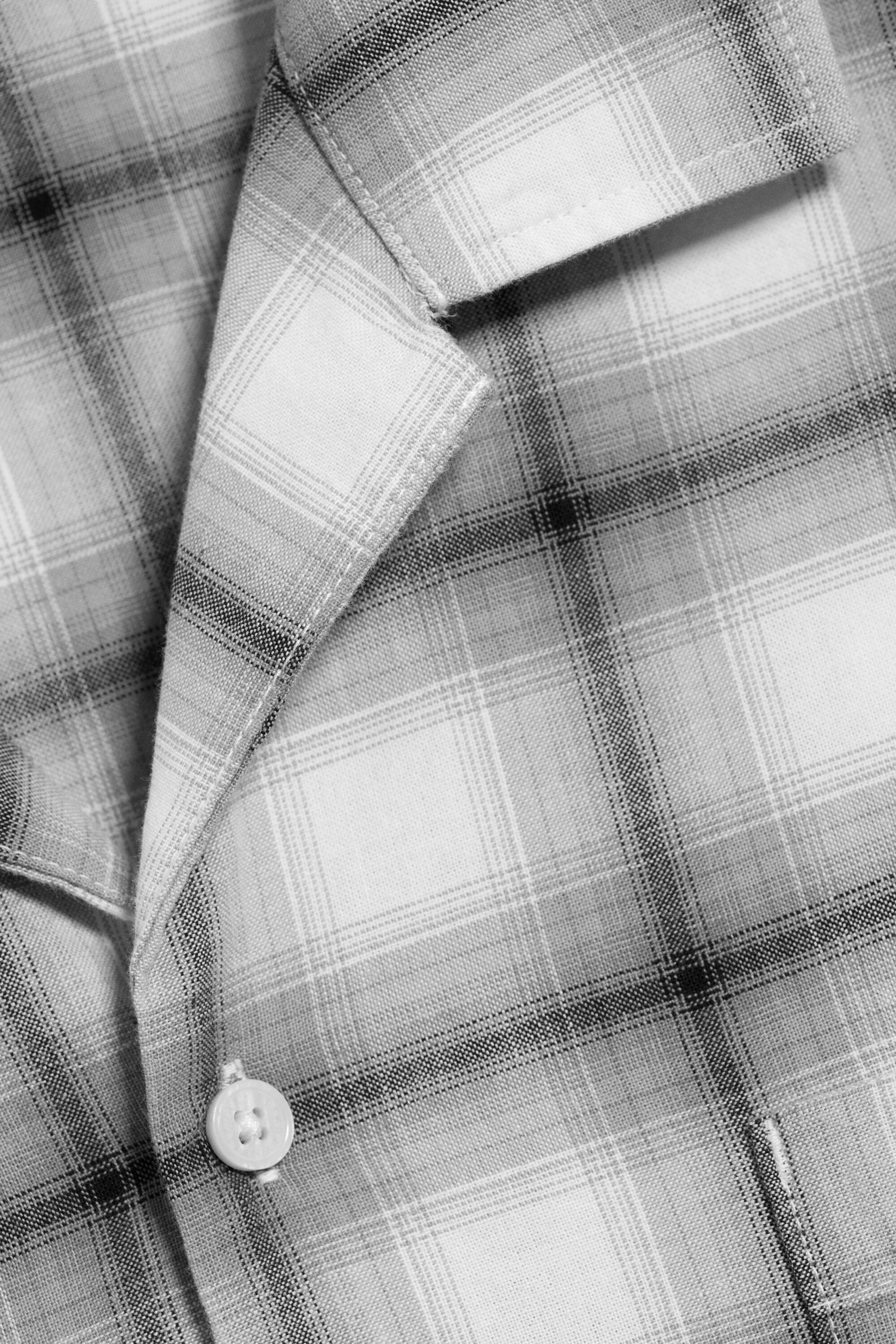 White/Black Check - Cotton Short-sleeved buttoned shirt - 5