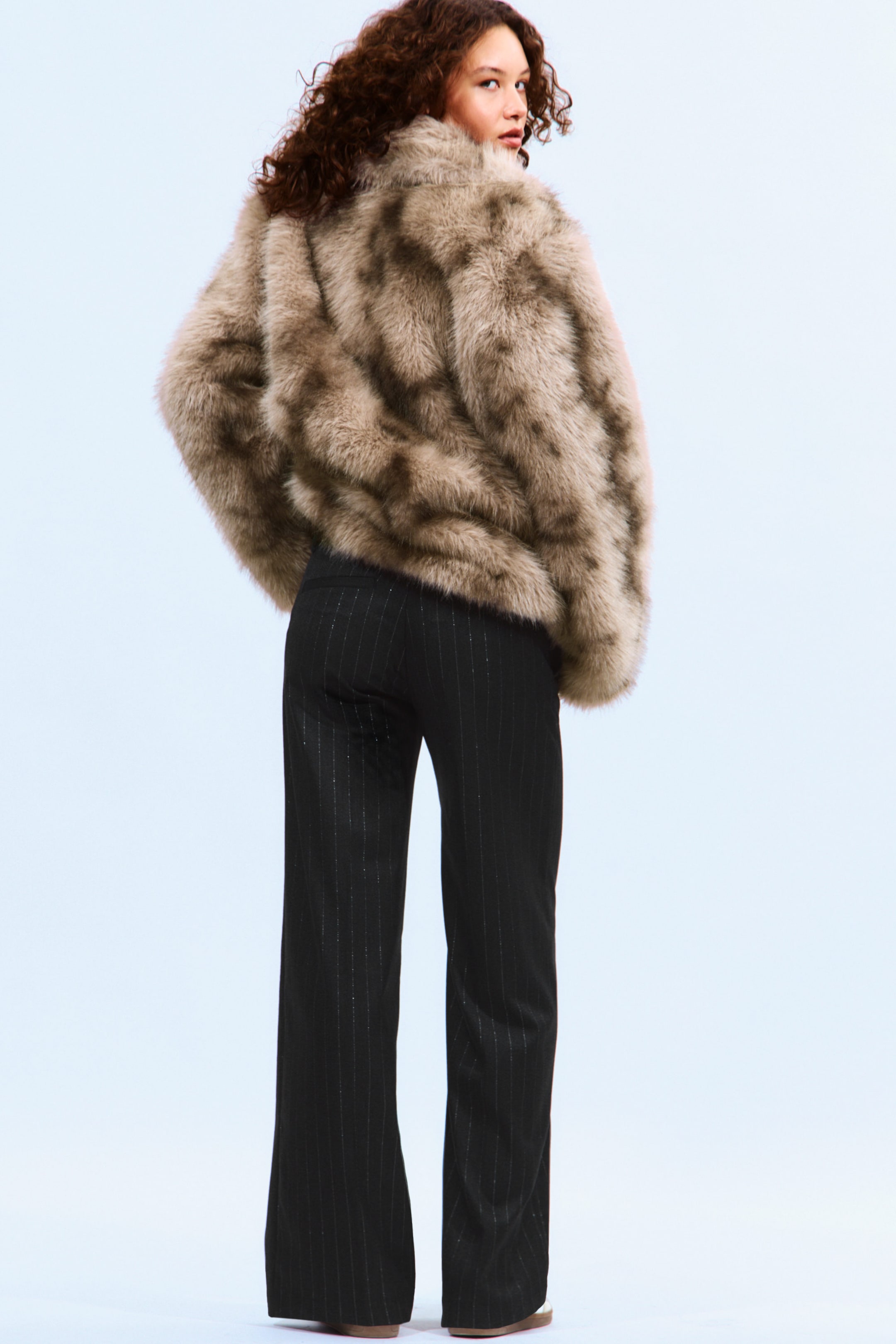 Dark Grey - Glitter Pinstripe - Low Rise Suiting Trousers - 3