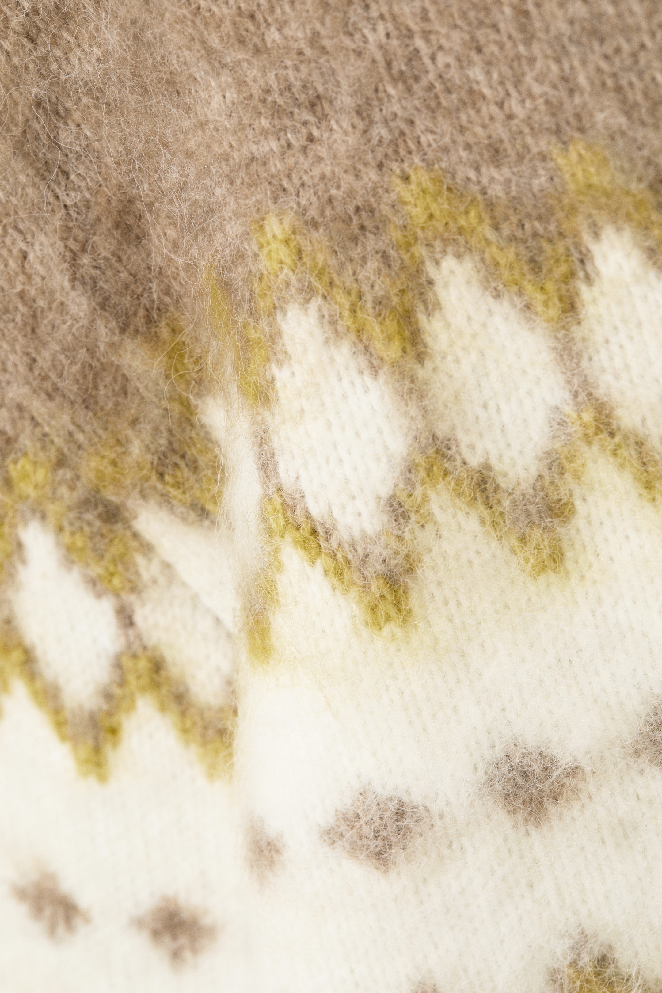 Blanc/beige foncé jacquard - Pull en maille duveteuse coupe décontractée - 5