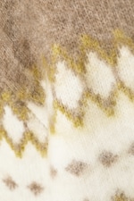 Blanc/beige foncé jacquard - Pull en maille duveteuse coupe décontractée - 5