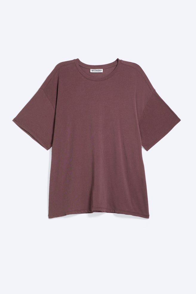 Dünnes Boxy-T-Shirt im Relaxed Fit. - Dunkelviolett/Transparentes Weiß/Transparentes Dunkelgrau - 1