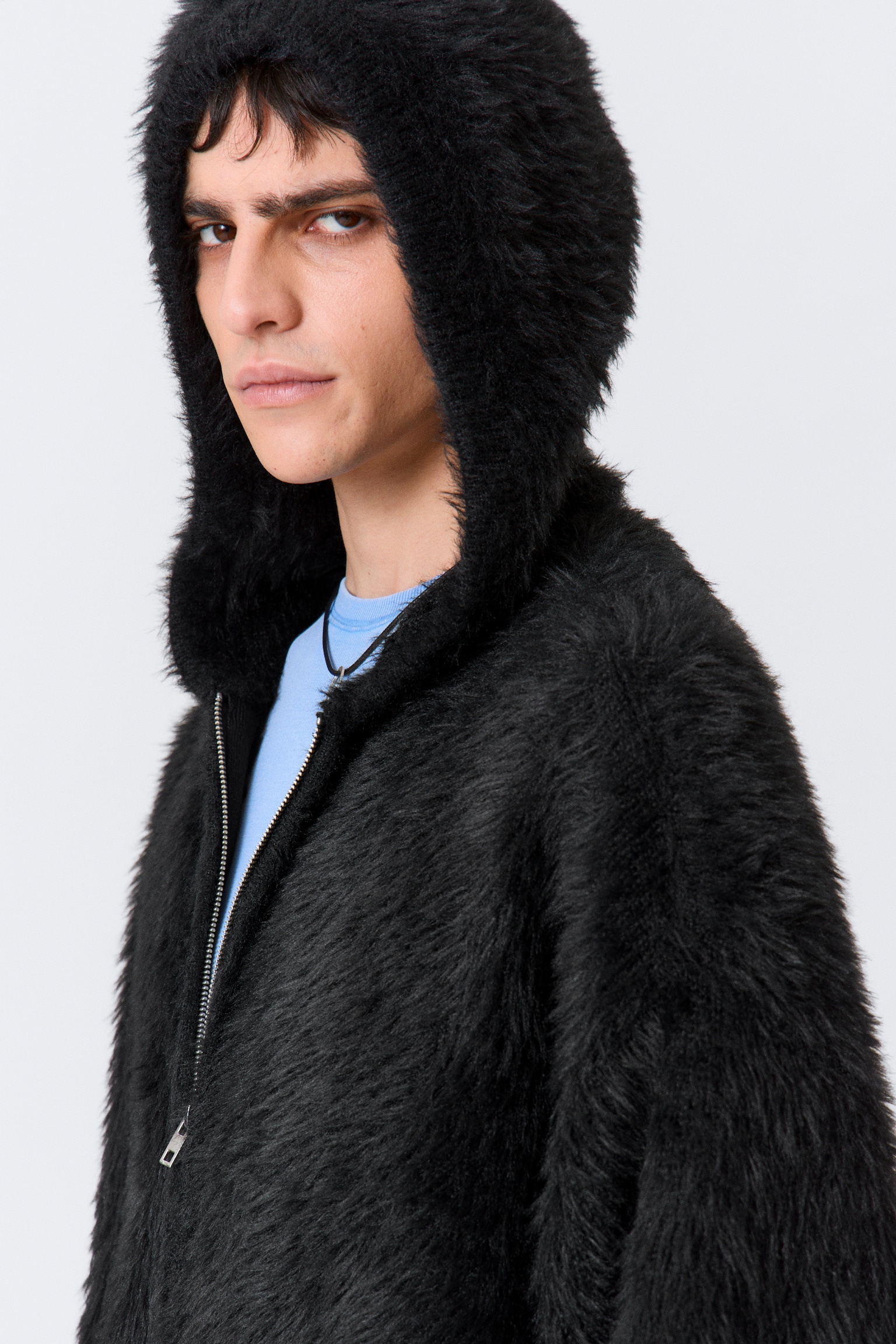 Sudadera con capucha de punto y cremallera - Negro - 5