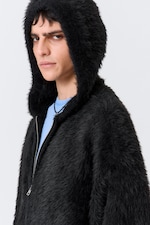 Schwarz - Flauschiger Zip-Hoodie aus Strick im Boxy-Fit - 1