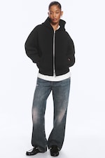 Black - Oversized Scuba Zip-Hoodie - 1