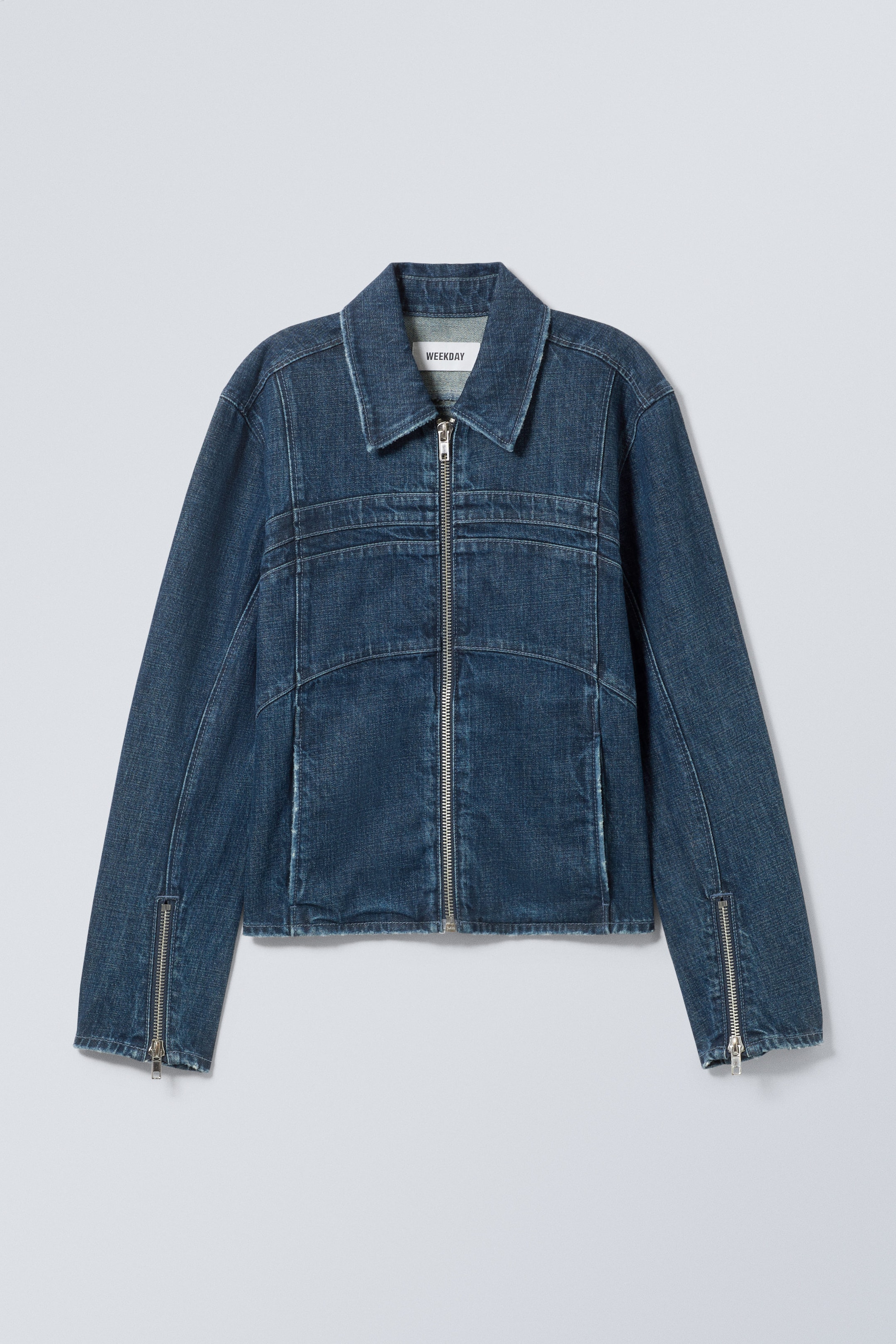 Saphirblau - Jeans-Bikerjacke - 0