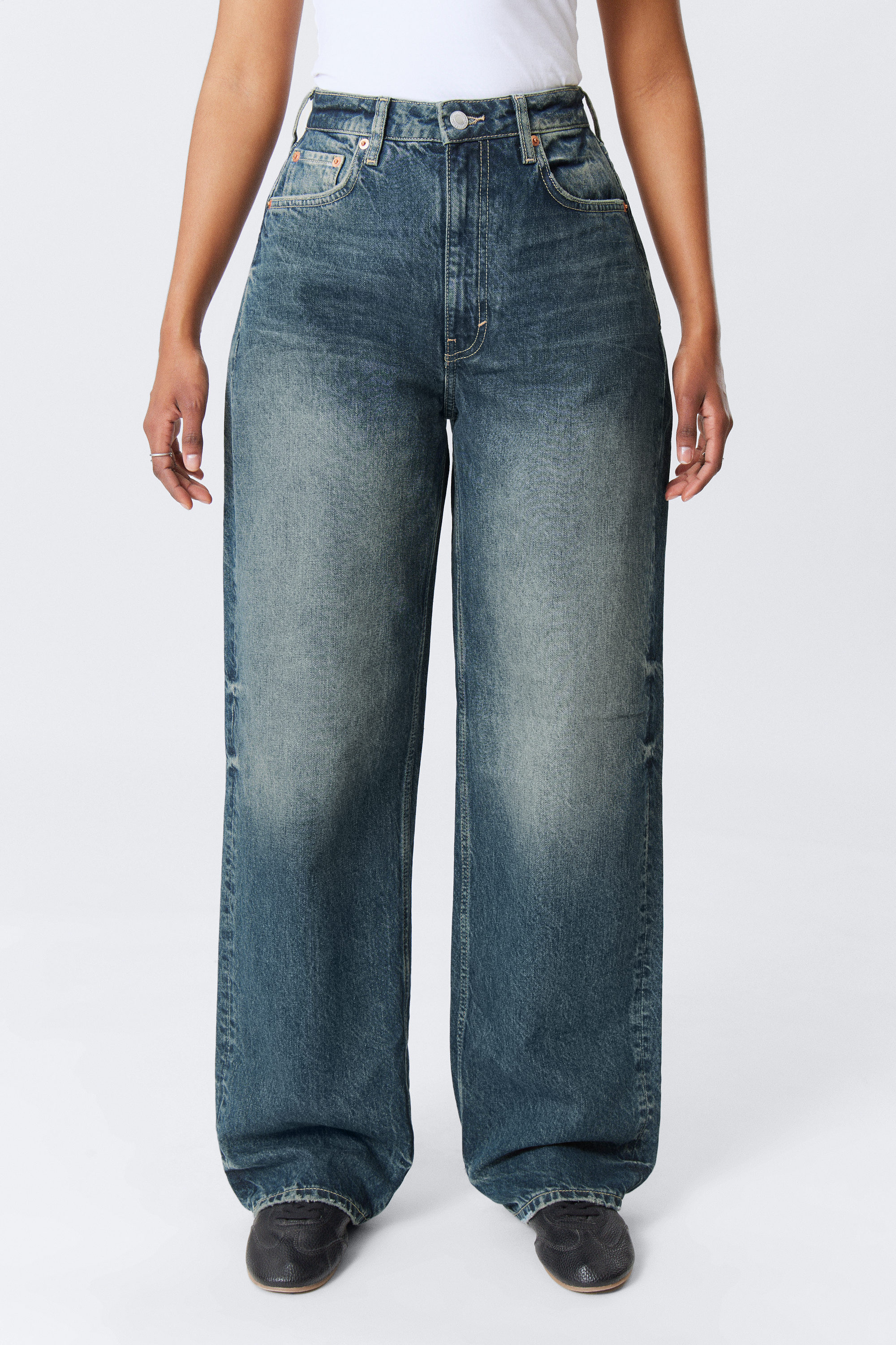 #4C5164 - Halo Curve High Waisted Regular Wide Leg Jeans - 2