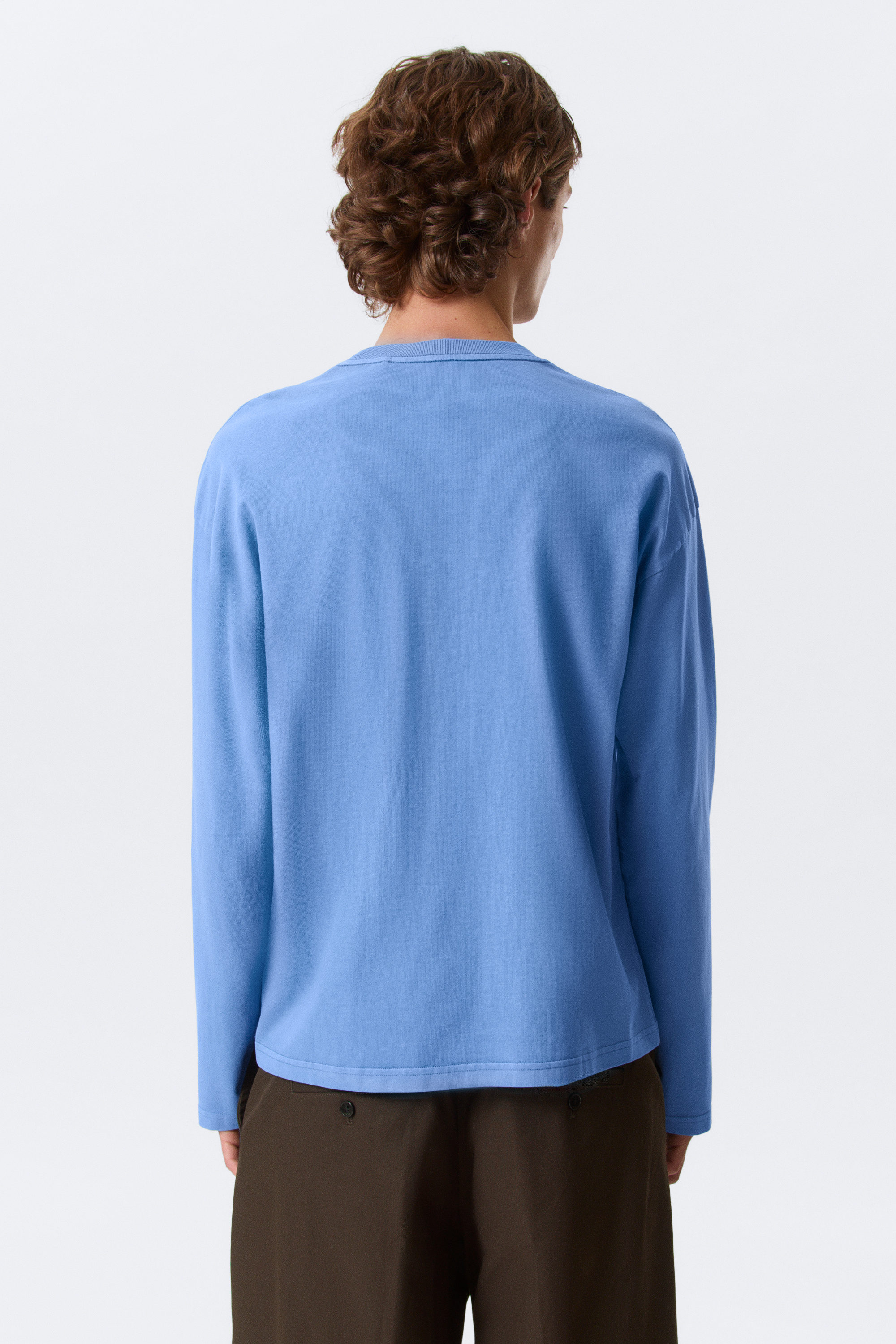 Washed Blue - Loose Boxy Long-Sleeved T-shirt - 2