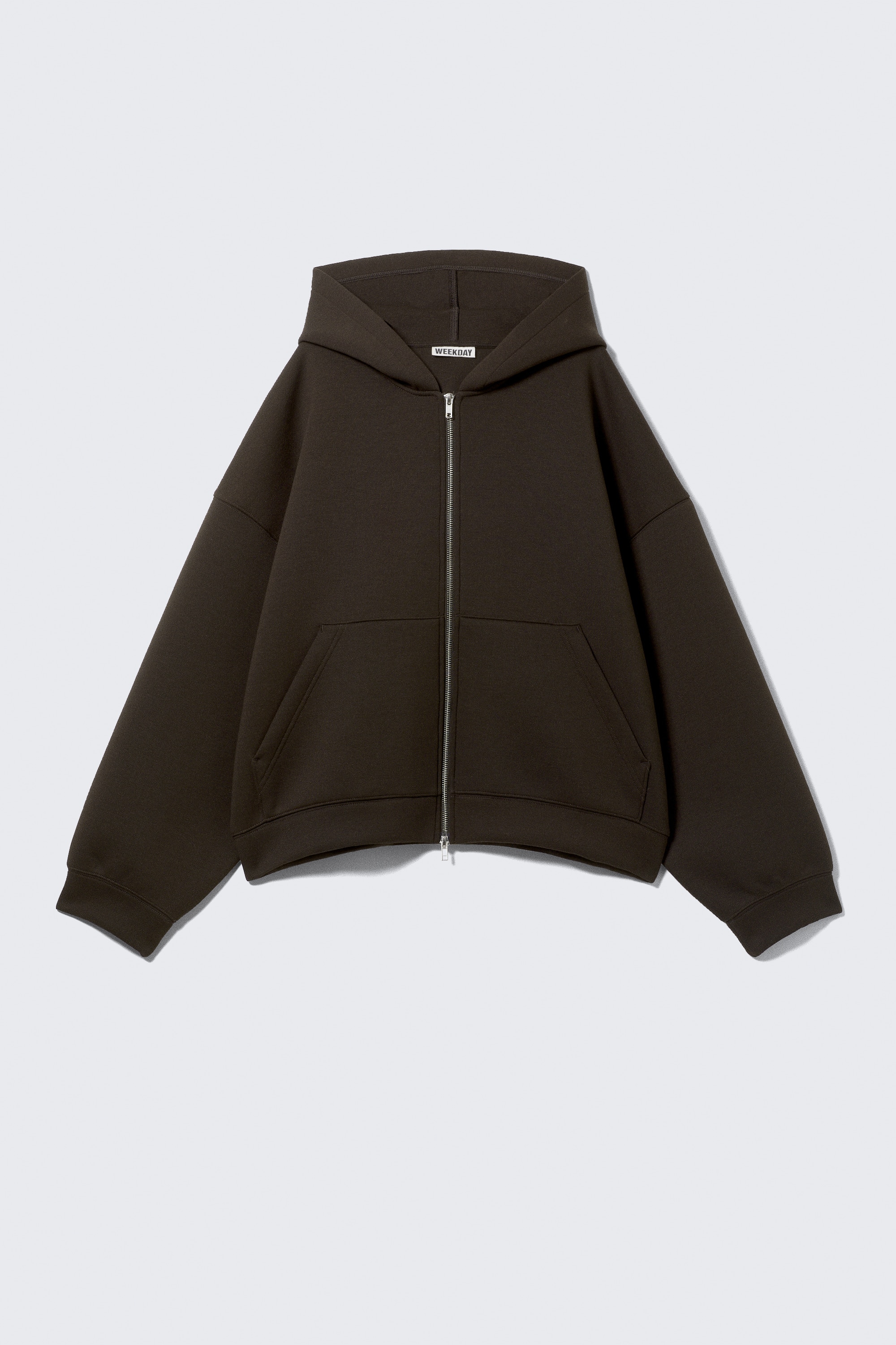 Oversized Scuba Zip-Hoodie - Dark Brown/Black/Grey Melange/Dark Grey