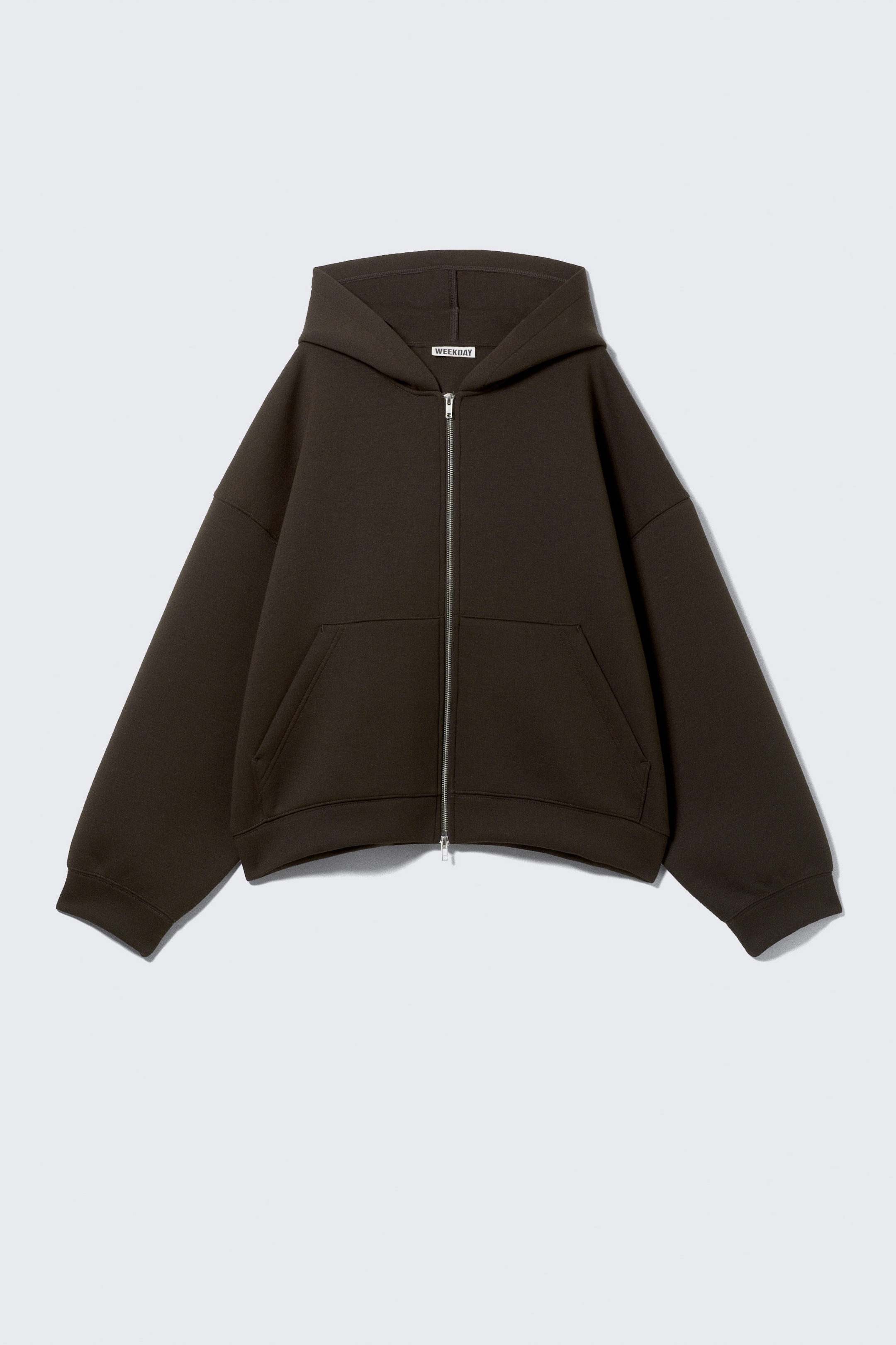 Dark Brown - Oversized Scuba Zip-Hoodie - 2