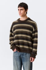Brown Multi Stripes - Relaxed Striped Knitted Sweater - 2