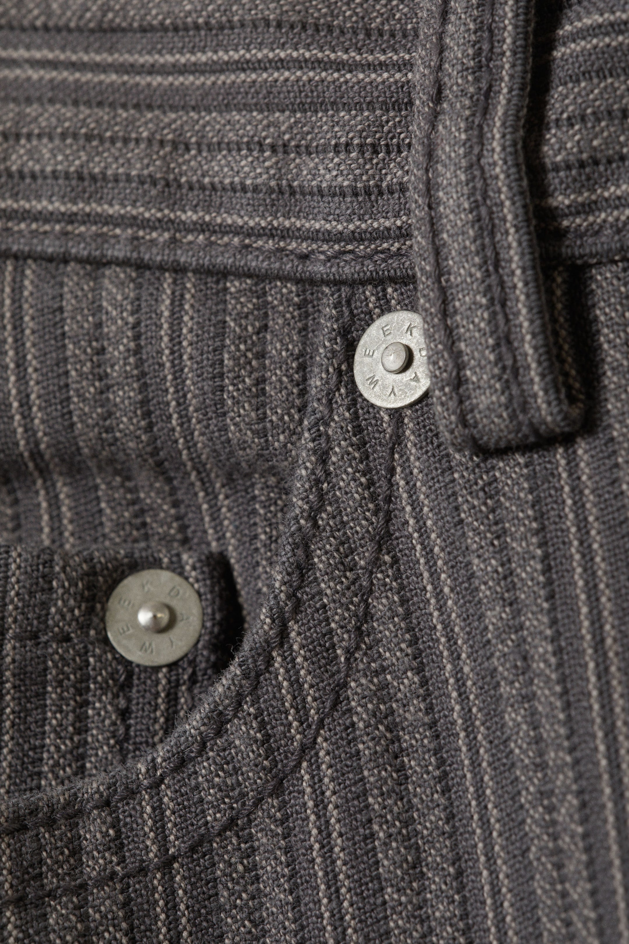 Dark Grey - Pinstriped - Low Waist Pinstripe Cotton Trousers - 4