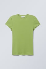 Poppy Green - Close Fitted Rib T-Shirt - 0