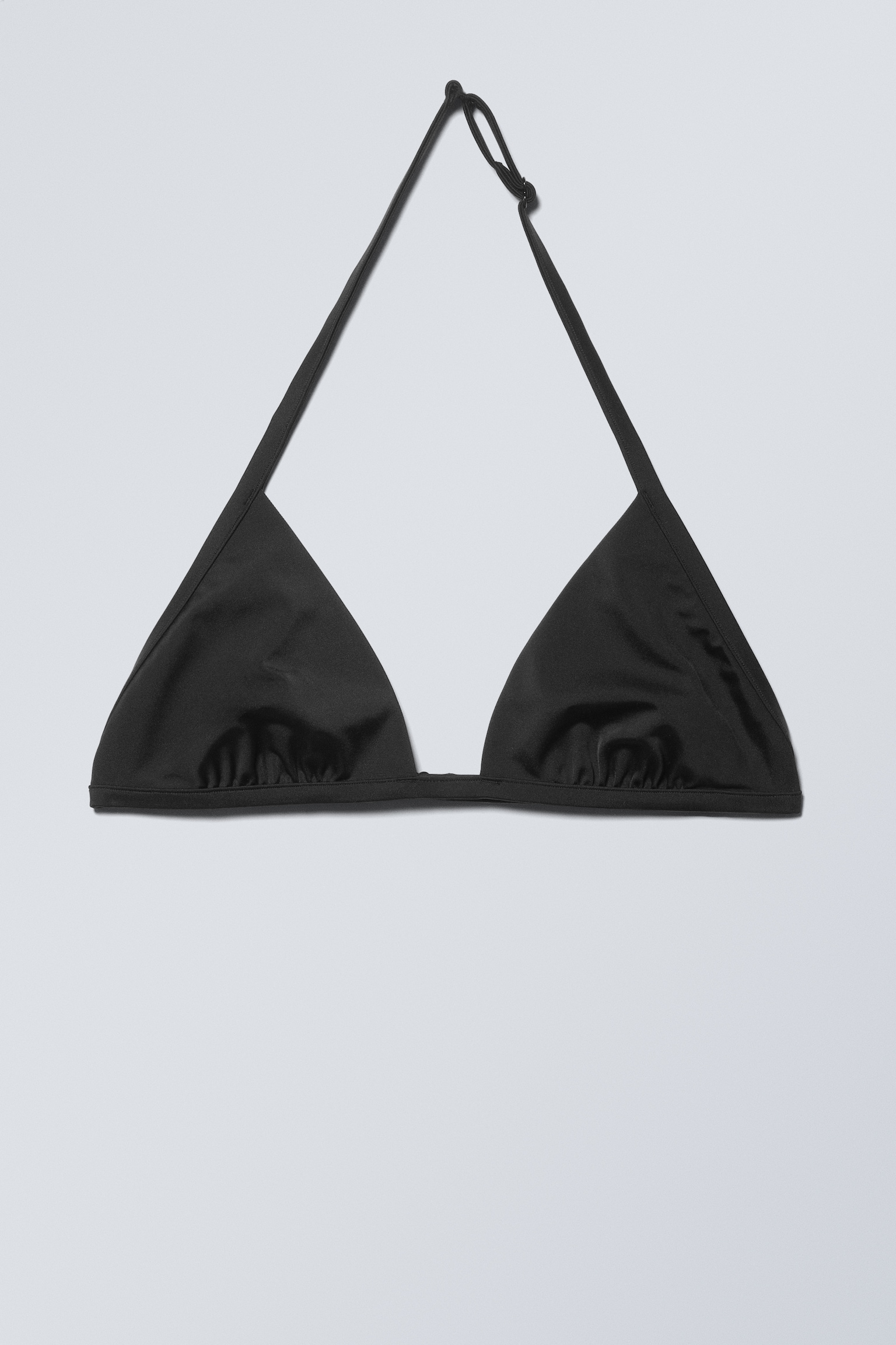 Triangel-halterbikinitop met lage hals - Zwart