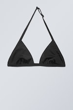 Black - Halter Scoop Neck Triangle Bikini Top - 0