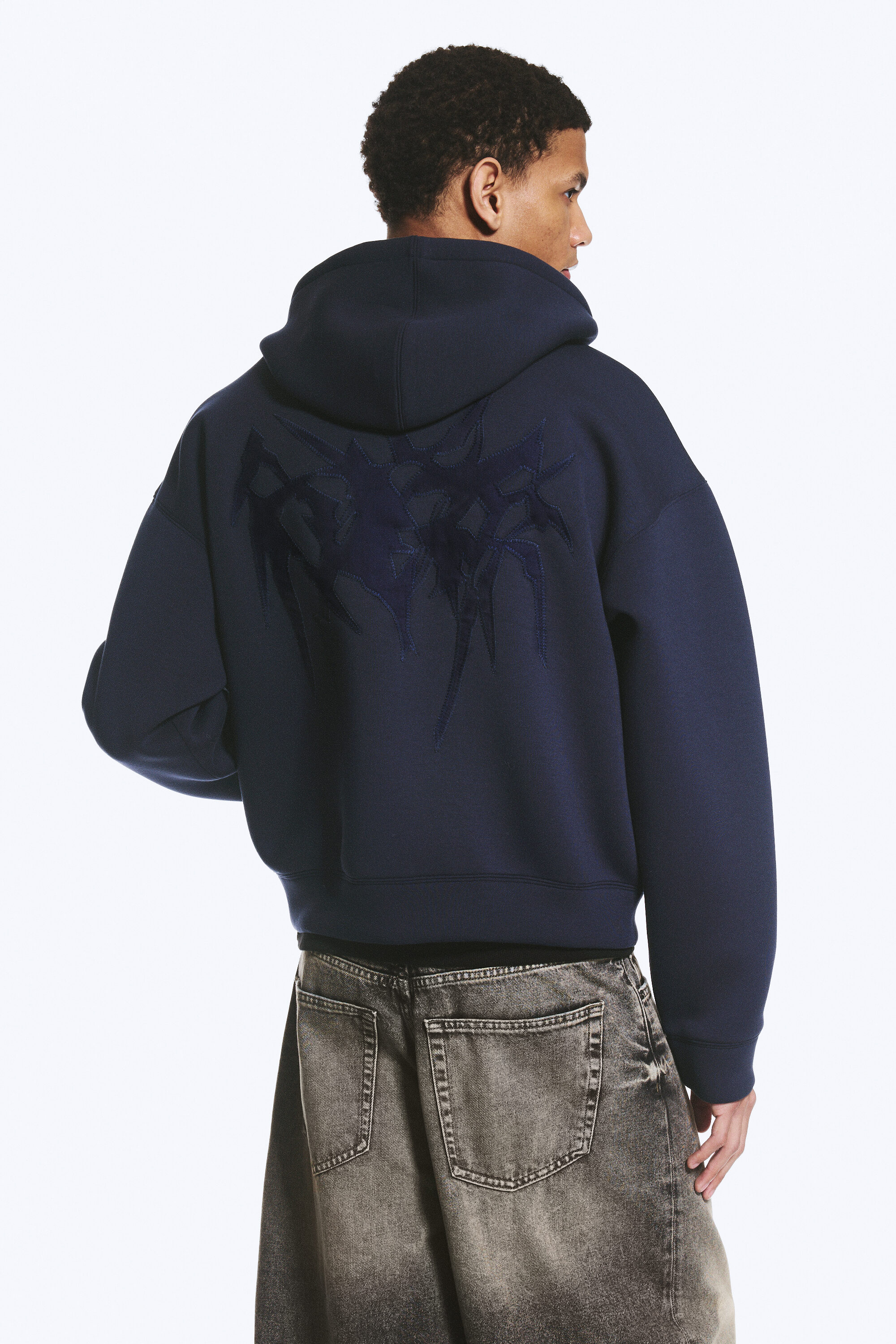 simon graphic scuba zip hoodie - Dark Blue - Tristar | Weekday EU
