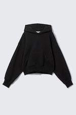 Black - Boxy Cotton Fleece Hoodie - 3