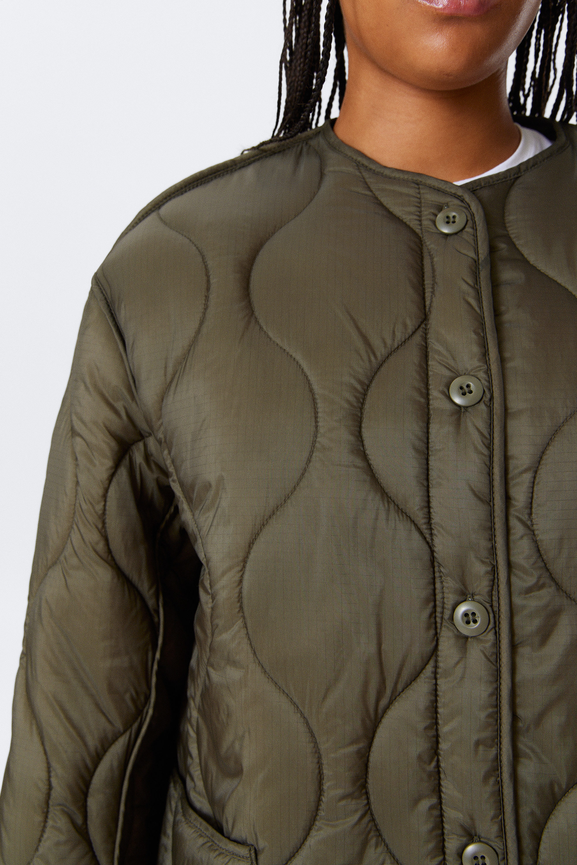 Dunkles Khakigrün - Gesteppte Innenjacke in Oversized-Passform - 2