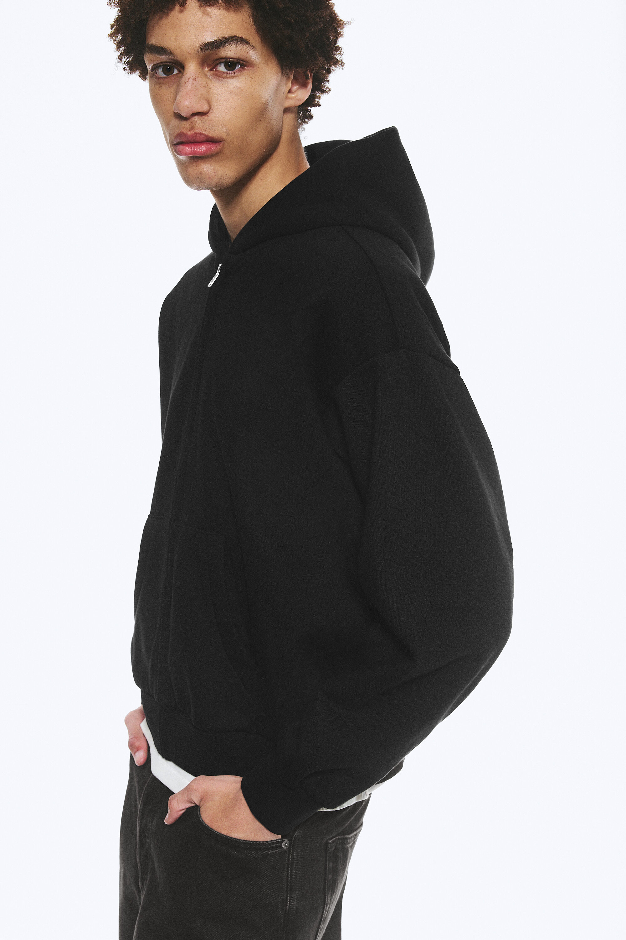 loose fit zip hoodie - Black | Weekday WW