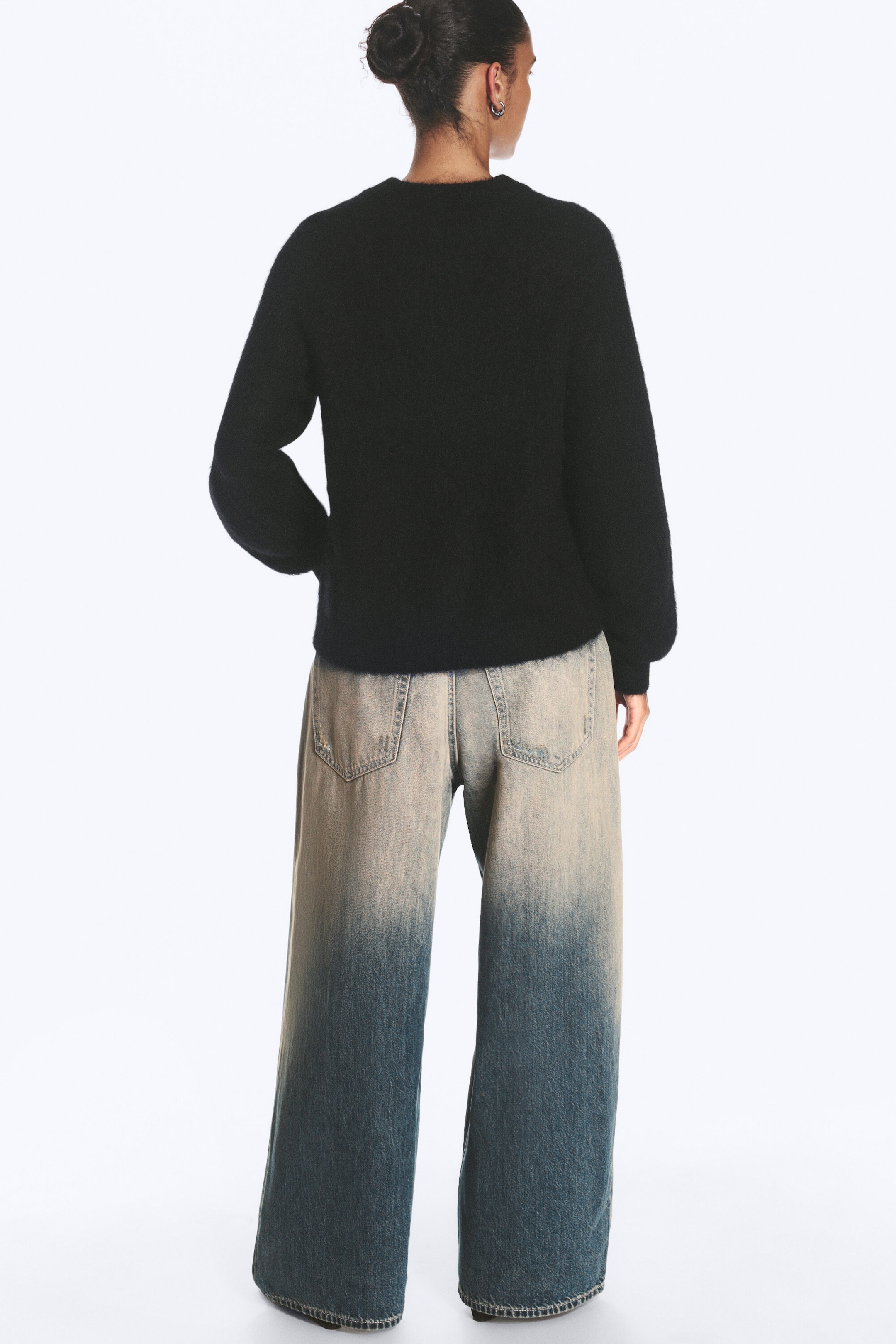 Black - Knitted V-neck Mohair-Blend Sweater - 3