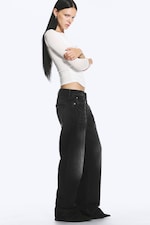 Empire Black - Black - Ample Low Rise Loose Wide Jeans - 2