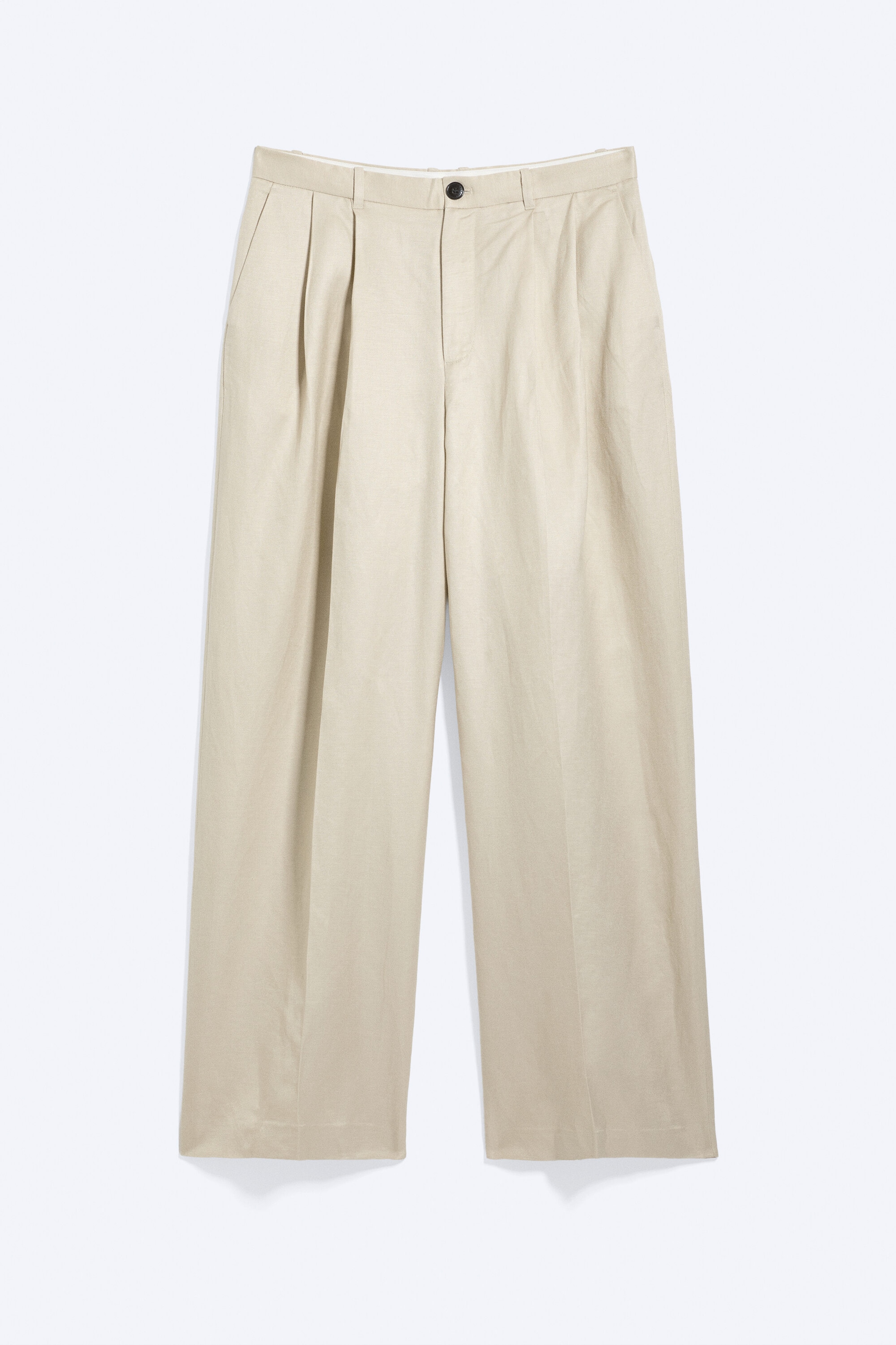 Vaal lichtbeige - Nate ruimvallende linnen kostuumpantalon - 4