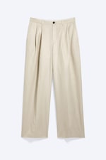 Vaal lichtbeige - Nate ruimvallende linnen kostuumpantalon - 4
