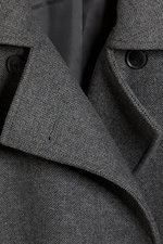 Gris foncé chiné - Manteau oversize croisé en laine mélangée Kia - 1