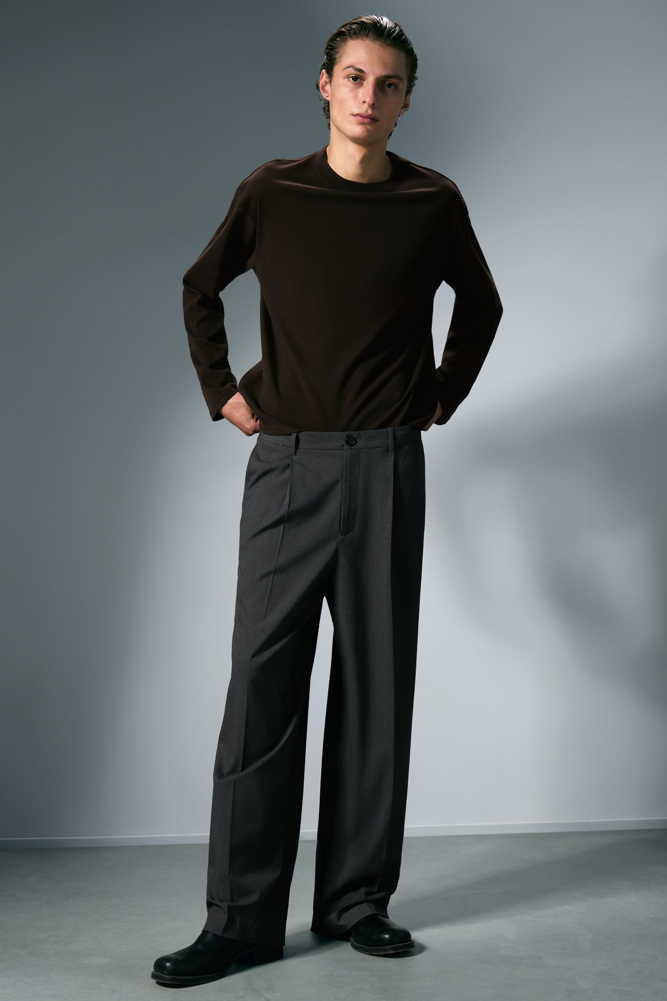 Dark Grey - Uno Loose Suit Trousers - 1
