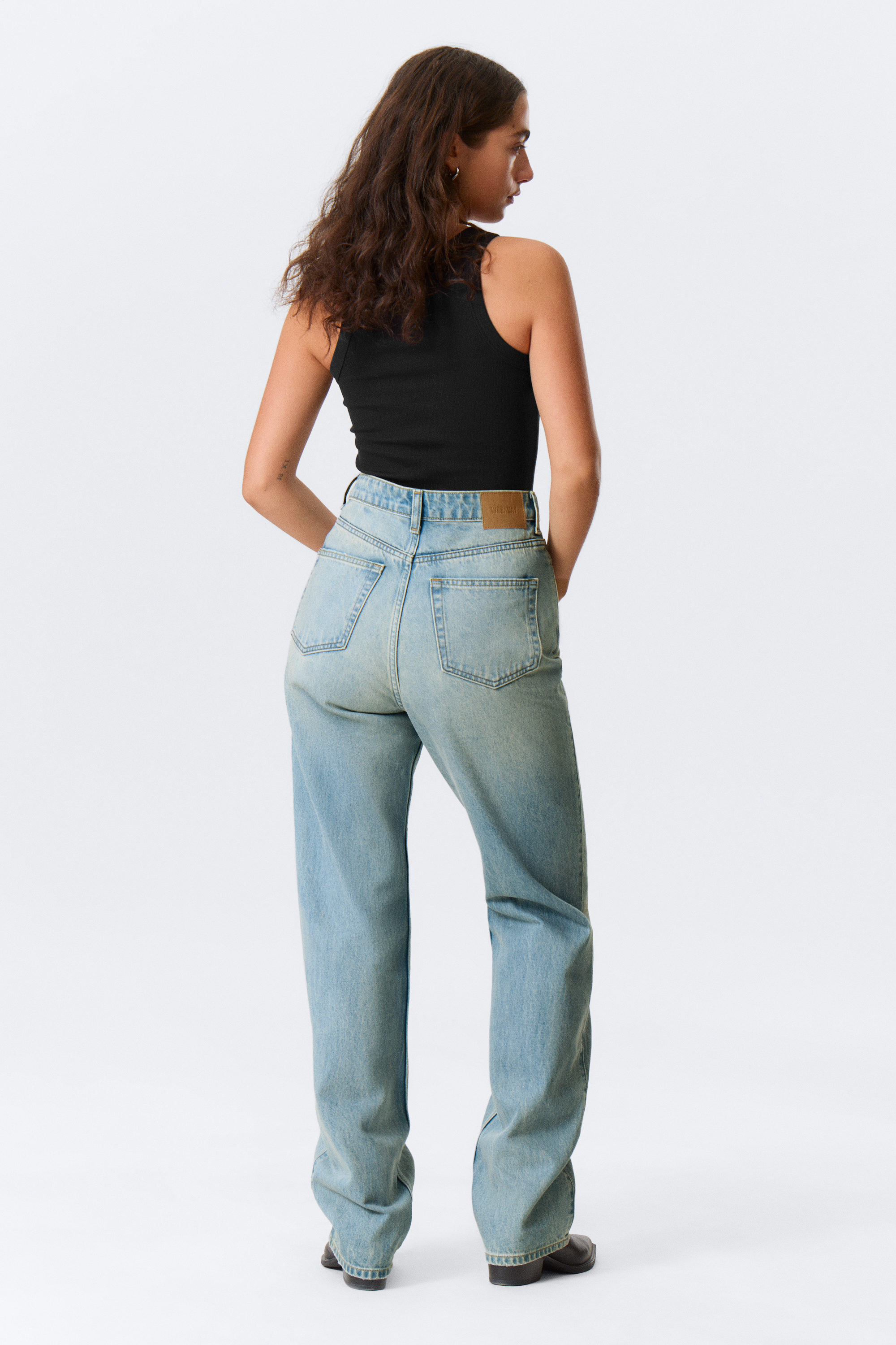 Port Blue - Ljusblå - Rowe Super High Waisted Regular Straight Leg Jeans - 5