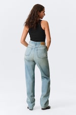 Port Blue - Light Blue - Rowe Super High Waisted Regular Straight Leg Jeans - 3